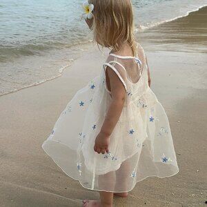 Zara Sheer Organza Embroidered Floral Dress + Slip • Size 4 • Never Worn